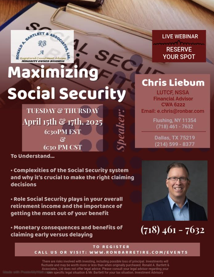 Maximizing Social Security - April 15th & 17th